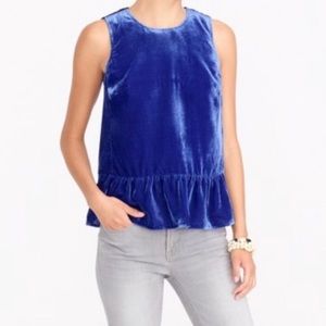 J.CREW | Velvet Cobalt Blue Peplum Sleeveless sz10